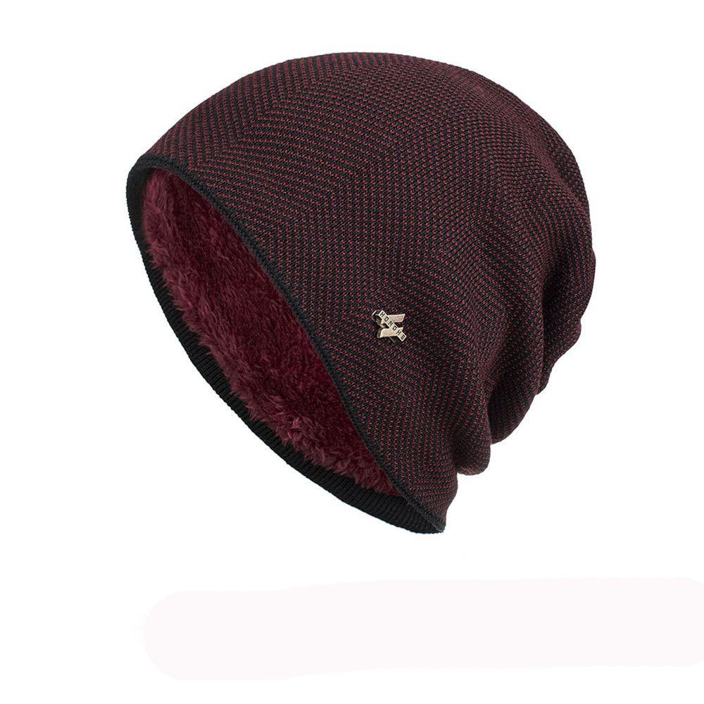 Unisex Cotton Wool Hat Skullies Men's Knitted Hat Winter Warm Hat Casual Beanies Thick Fleece Hat