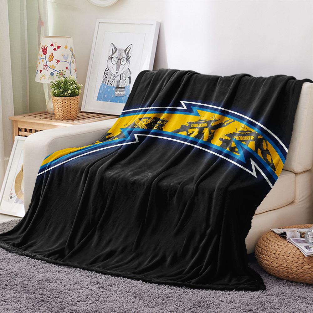 Los Angeles Chargers Print Flannel Blanket, High quality Comfortable for All Seasons, Home Decor, Warmth and Comfort