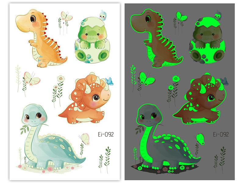Новые светящиеся наклейки-тату динозавра, детские забавные светящиеся наклейки с героями мультфильмов, наклейки-татуировки