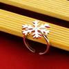 New Women's 925 Silver Ring Chic Snowflake Design Open Ring Fine Jewelry Cocktail Party Ring Gift