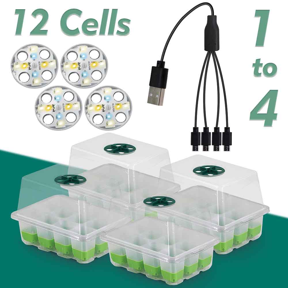 Светодиодная лампа для выращивания рассады, набор лотков с прозрачной крышкой, для домашнего сада, теплицы, для выращивания цветов, питомник, ящик для проращивания