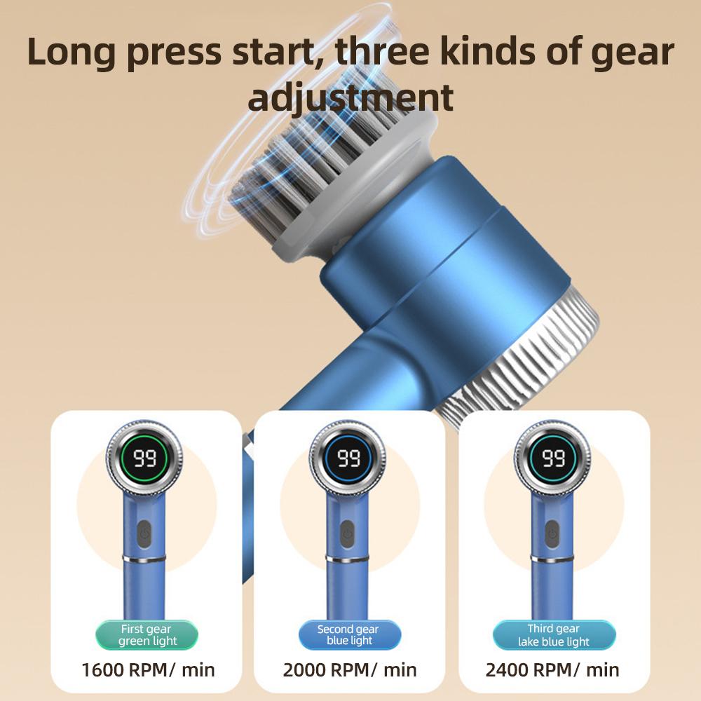 Набор электрических чистящих щеток, портативный беспроводной электрический вращающийся скруббер, водонепроницаемый, 3 скорости, цифровой