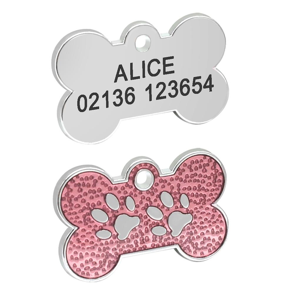 Personalized Dog Cat ID Tag Bling Rhinestone Puppy Kitten Name Tags Anti-lost Pet Collar Accessories Free Engraved Pet Products