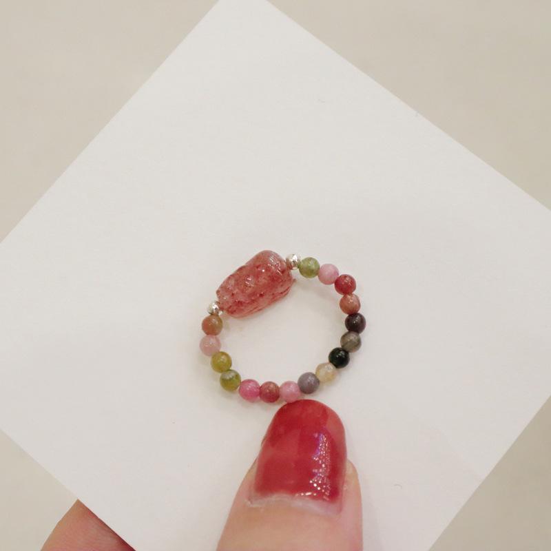 Natural Crystal Pearl Tourmaline Strawberry Crystal Bangles Women Fashion Jewelry Accessories Gift