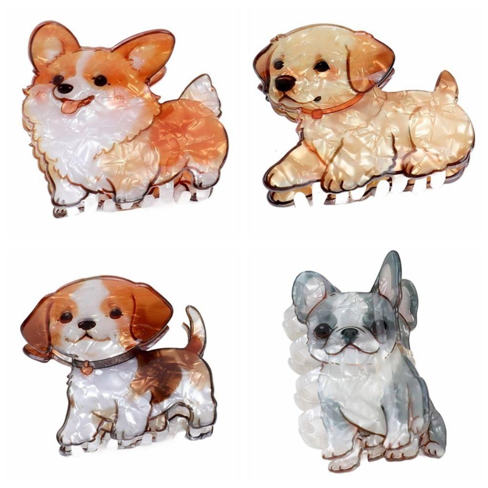 Korean Style Cute Puppy Claw Clip Printed Dog Kawaii Headdress Portable Girls Hair Clip Daily Wear