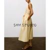 Autumn New Women's Clothing Pleated Decorative round Neck Sleeveless with Belt Poplin Midi Skirt Dress 5029128
