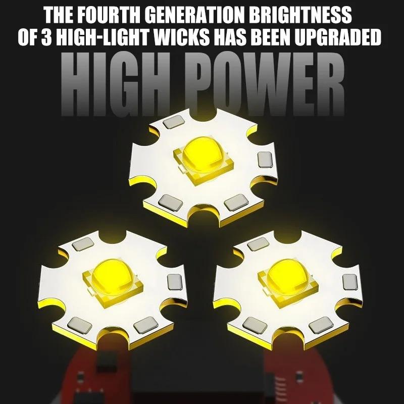 3LED Super Bright Flashlight Portable Mini Burst Flash Torch Rechargeable Outdoor Emergency Spotlight with Pen Clip Tail Magnet