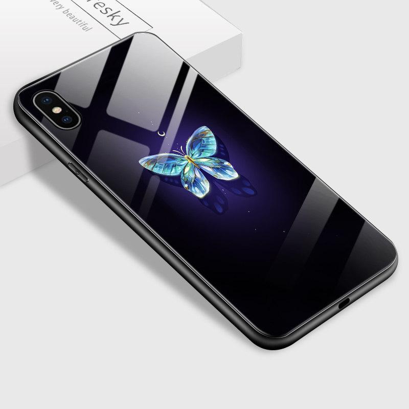 Роскошный чехол для телефона из закаленного стекла с бабочкой для iPhone Samsung Galaxy Infinix, противоударный чехол из ТПУ с мягким краем, чехлы для мобильного телефона