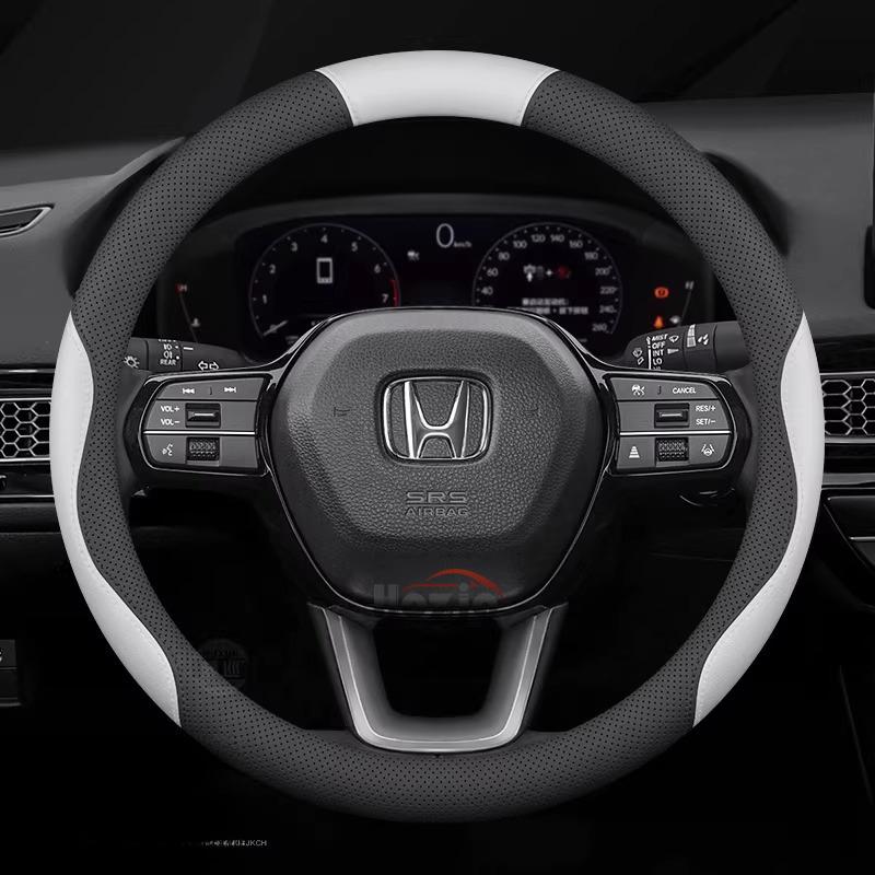 AQJ1 Leather Car Steering Wheel Cover for Honda HRV CRV Civic City Passport Accord CRZ 2022 2023 2024 2025 2026 Interior Accessories