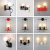 Creative Humanoid LED Wall Light E27 Iron Cartoon Little Man Swing Wall Lamp Art Decor for Bedroom Children Room Sconce Lighting