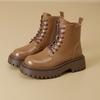 Женские ботинки на толстой подошве Новые ботинки в британском стиле Осень и зима с флисом Короткие ботинки Модная женская обувь