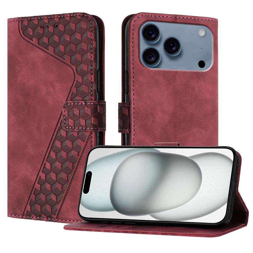 For iPhone 17 Pro Max Leather Case 7-Shaped Pattern Wallet Stand Shockproof Phone Cover