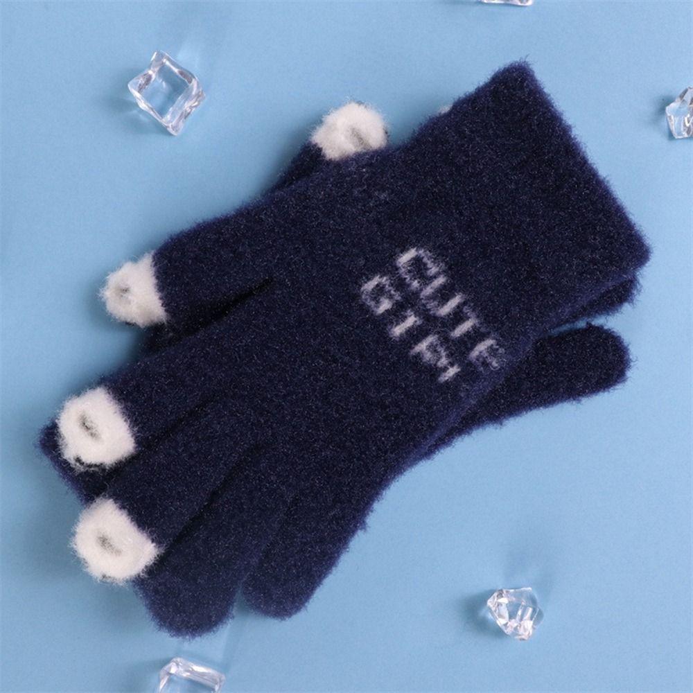 Panda Fluffy Mittens Warm Cute Velvet Gloves Lovely Plush Knitted Gloves Male