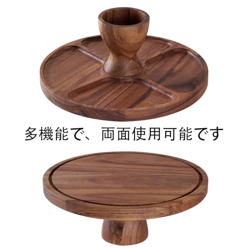 Cake Stand with Lid, Multifunctional 12-inch Round Cake Holder, Acacia Wood 2-in-1 Dessert Table Display Set, Charcuterie Board for Cheese and Fruit,