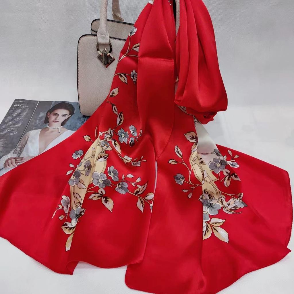 Высокое качество 100% шелковый шарф шаль хиджаб обертывание женский цветочный весна лето пляж шелковые шарфы