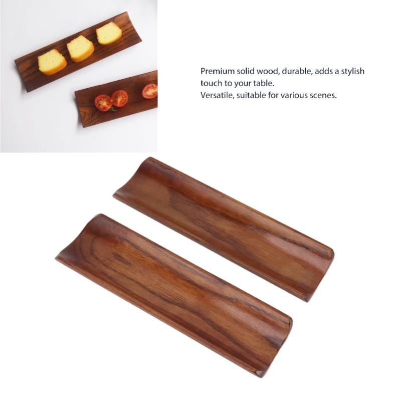 2 шт. Тарелка для суши Длинная прямоугольная тарелка Деревянная Японский стиль 7,2x2,1 дюйма Поднос для крекеров Вечеринка Дом