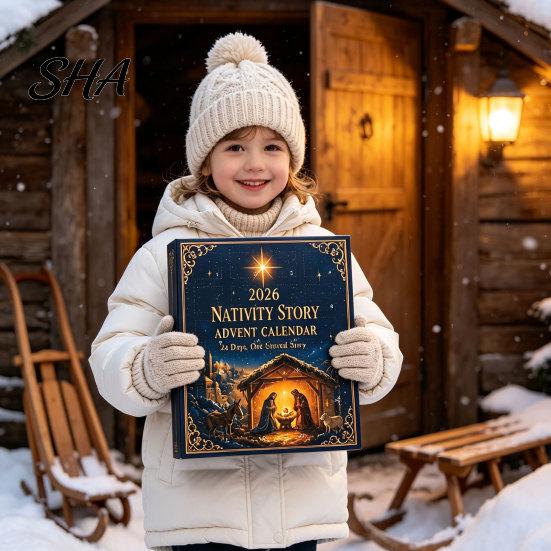 Daily Surprise Countdown Set 2026 Nativity Story Christmas Advent Calendar, 24 Days Calendar Ornaments for Tree with 2D Acrylic Religious Keepsake
