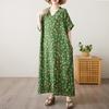 2025 Summer Plus Size Long Dress Basic Women Floral Casual Vintage Oversized Loose V-Neck New Printing Dress