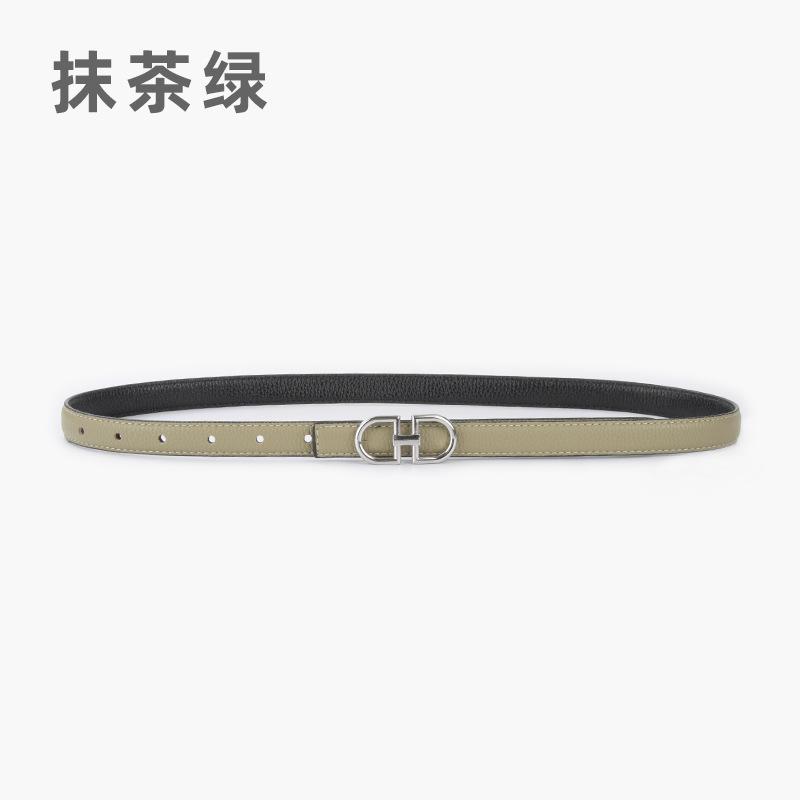 Lychee Pattern First Layer Cowhide Women'S Genuine Leather Women'S Belt Casual Pants Jeans Thin Two-Sided Belt Available