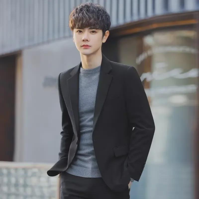 Мужской приталенный пиджак в корейском стиле для жениха