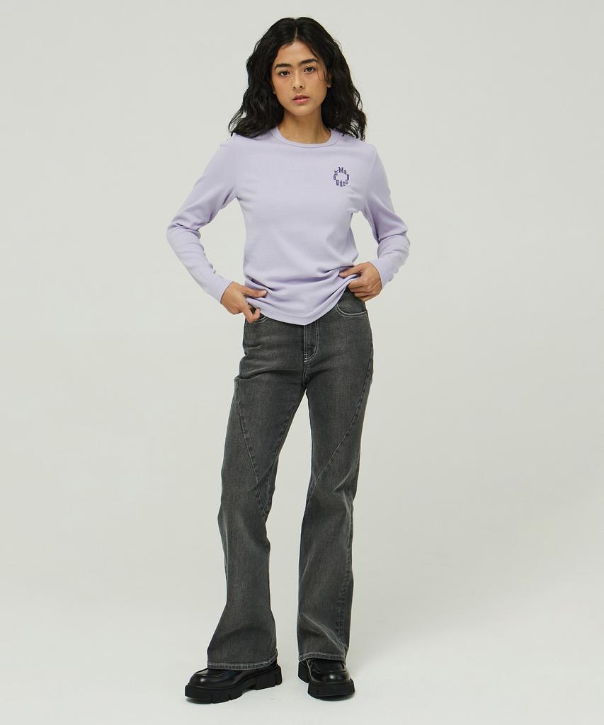 MAGOODGAN Lydia 3656 Soft Ribbed Basic Lavender Long Sleeve Tee