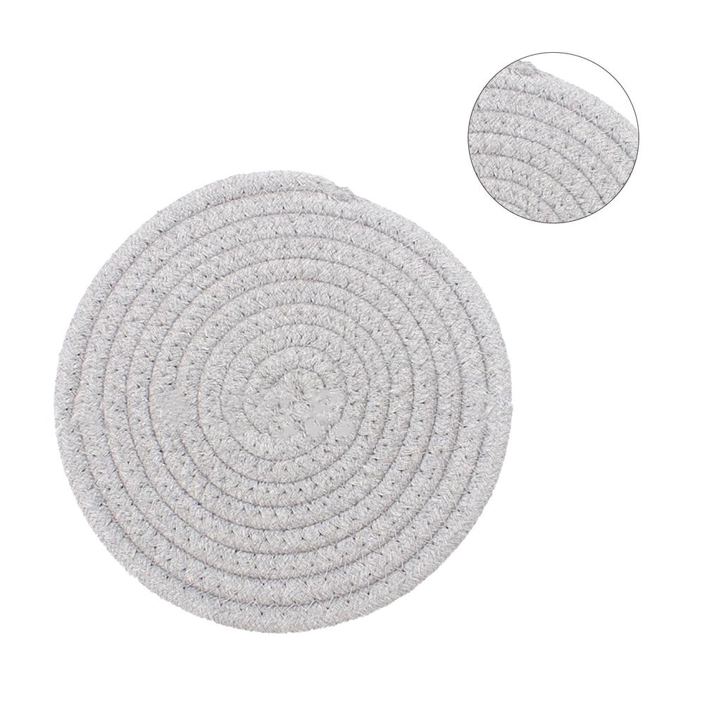 Cup Mat Pad Round Woven Cotton Thread Handmade 4.3in Insulation Thick Versatile Drink Coaster for