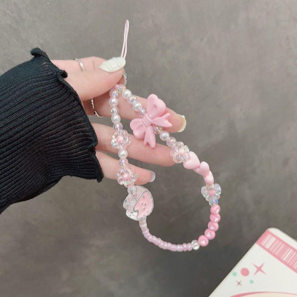 Cartoon Butterfly Bow Phone Chain Candy Colored Phone Wrist Strap Bag Pendant Phone Accessories