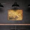 For Bar Home Wall Sticker Poster Ancient Sailing Ship Nautical Line Pattern Kraft Paper Decor