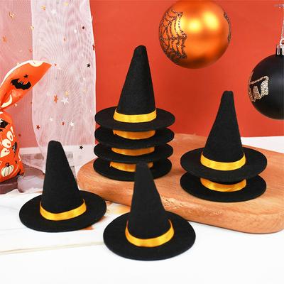6 шт. Хэллоуин Мини Войлочные Шляпы Ведьмы Декор для Бутылок Вина DIY Ремесло для Хэллоуин Вечеринки Украшения для Домашнего Бара Реквизит Черная Шляпа