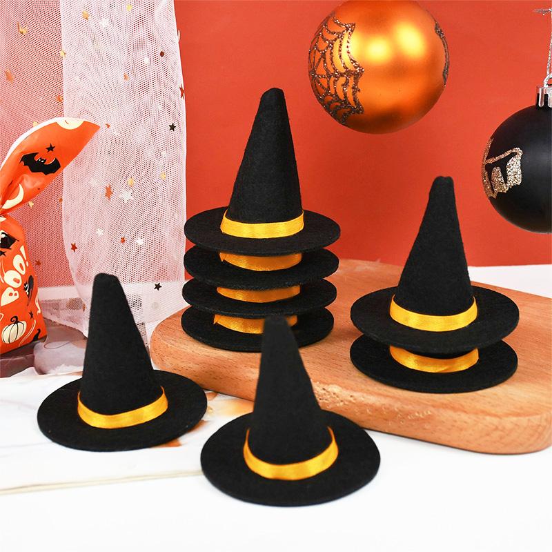 6 шт. Хэллоуин Мини Войлочные Шляпы Ведьмы Декор для Бутылок Вина DIY Ремесло для Хэллоуин Вечеринки Украшения для Домашнего Бара Реквизит Черная Шляпа