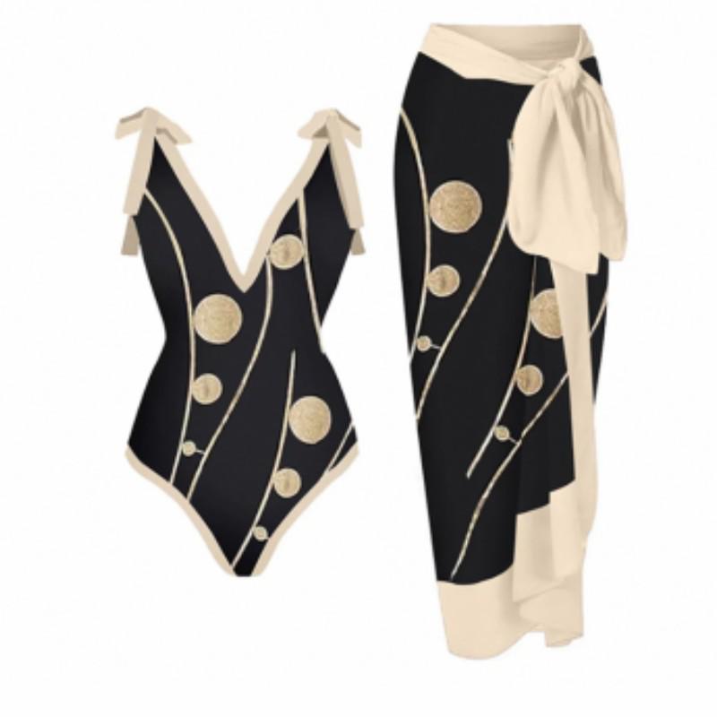 Ретро слитный женский купальник 2025 - Европейский и американский стиль пляжное бикини