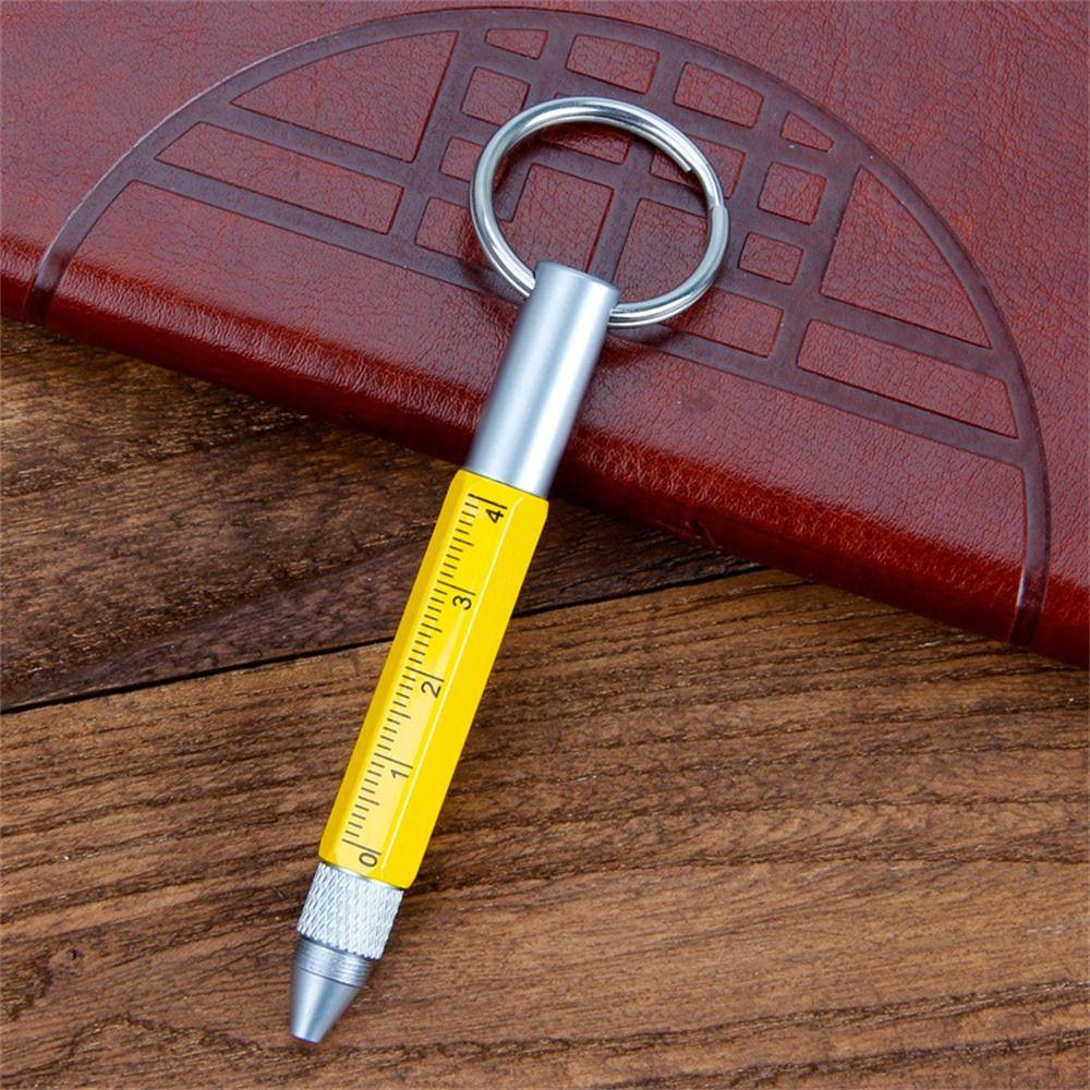 Металлический мини-брелок для ключей 6 в 1, брелок для ключей, стилус, многофункциональный инструмент, ручка, шариковая ручка