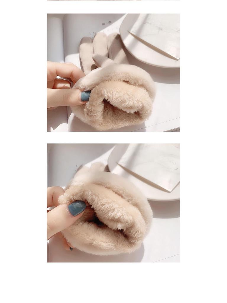 Женские зимние перчатки с сенсорным экраном из толстого бархата для вождения, езды на велосипеде и катания на лыжах - имитация кашемира и хлопка, тепло для осени и зимы 