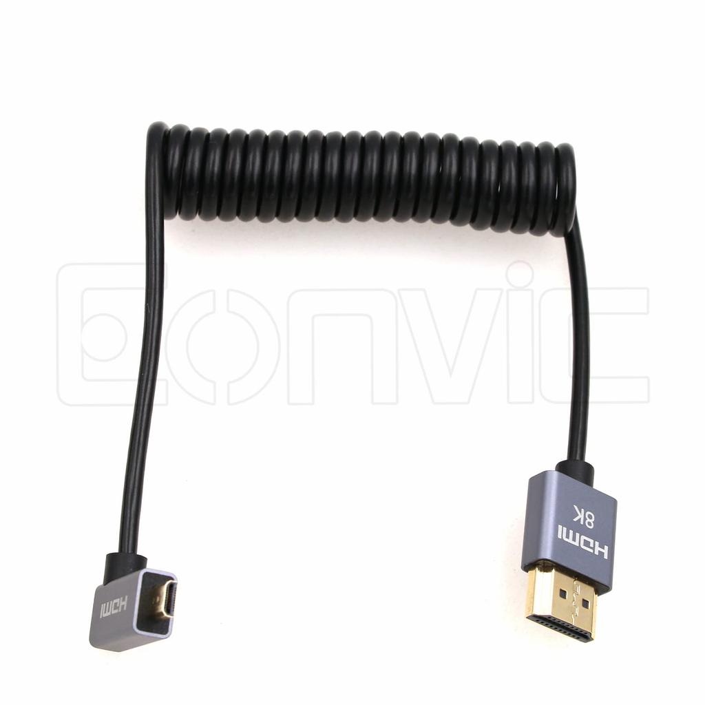 Eonvic 8K HDMI to Micro HDMI Прямоугольный Высокоскоростной 48 Гбит/с Спиральный Кабель для Atomos Ninja 48 Гбит/с Canon и R6 2.1 Кабель, V, Запись 4K-60P, HDMI,
