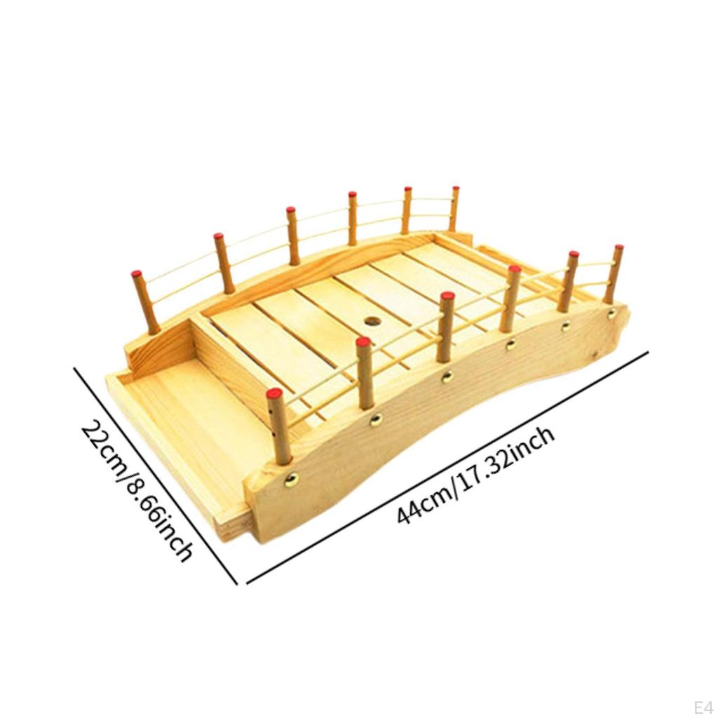 Wood Sushi Bridge Dish Food Plate Tableware Wooden Arch Platter for Restaurant