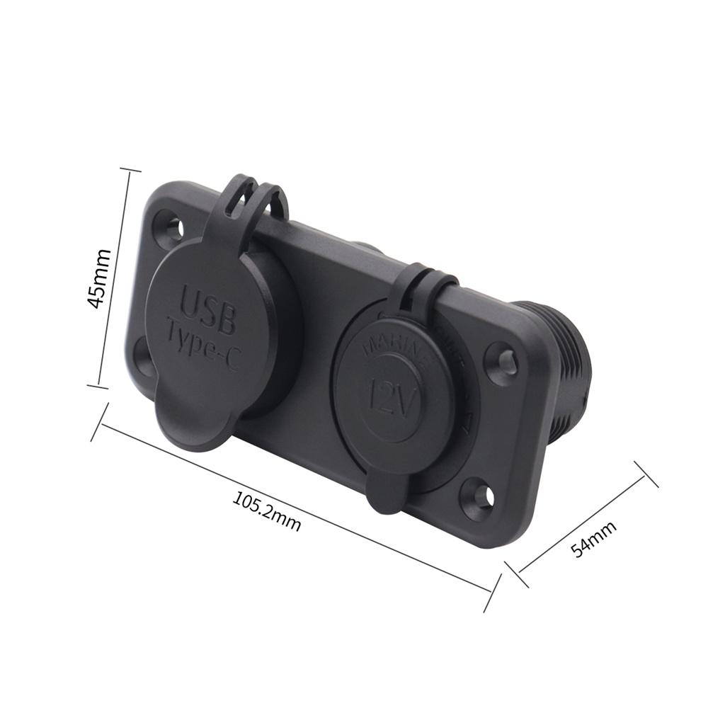 12В/24В QC 3.0 и TYPE-C Двойное USB Зарядное Устройство Автомобильный Прикуриватель Розетка Штекер Панель