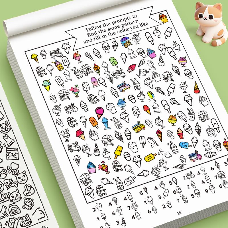 Нетоксичная Погружающая Книга-Раскраска с Скрытым Рисунком Find + Color 2-в-1 1000+ Рисунков Тренировка Концентрации