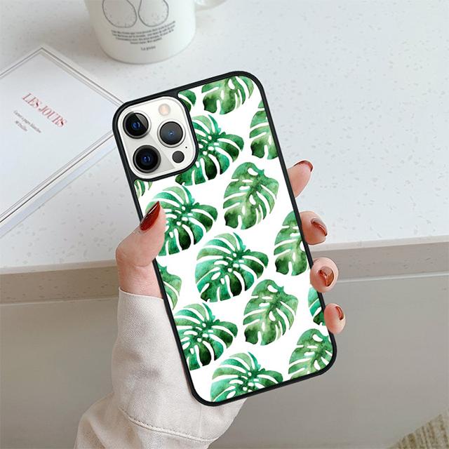 Чехол для телефона с листьями монстеры и цветами пальмы для iPhone 17 Air 14 15 16 13 12 Чехол для Apple 14 15 16 Pro Max Plus