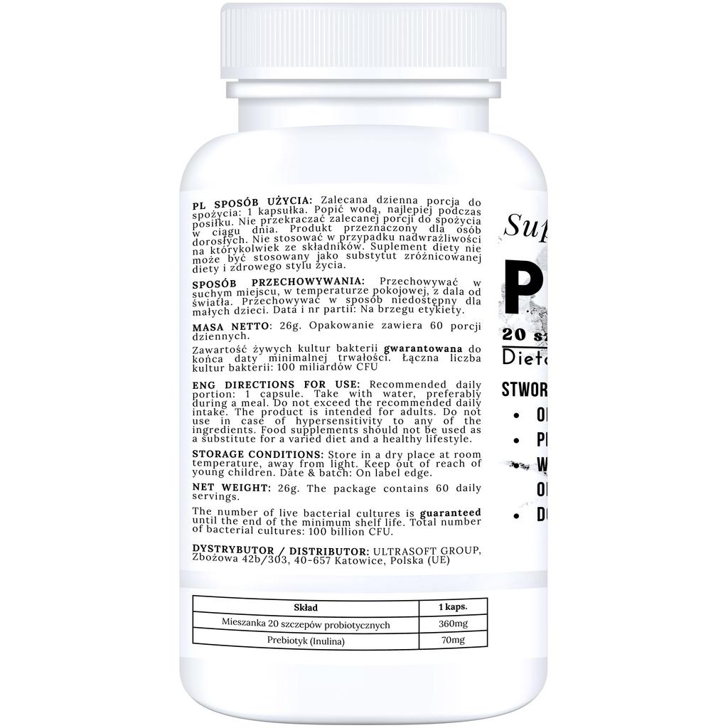 60x PROBIOTIC 100 BILLION CFU x20 STRAINS SYNBIOTIC GUT HEALTH FATIGUE IMMUNITY