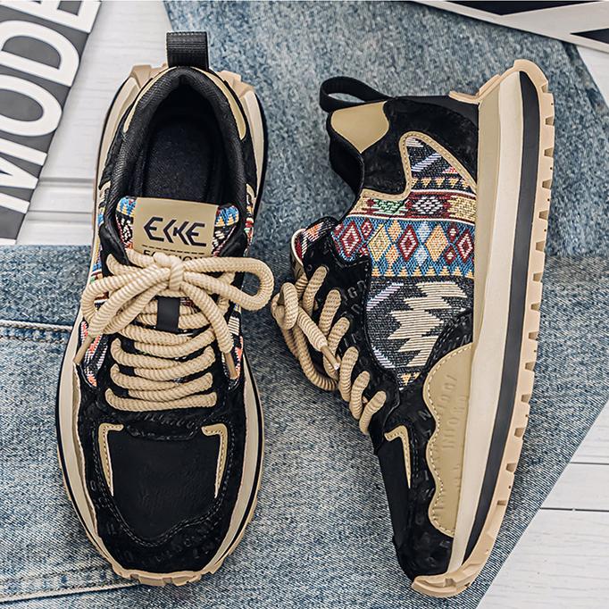 Весенне-осенняя мужская обувь, трендовая модная обувь с принтом и вышивкой, спортивная повседневная обувь, удобная толстая подошва