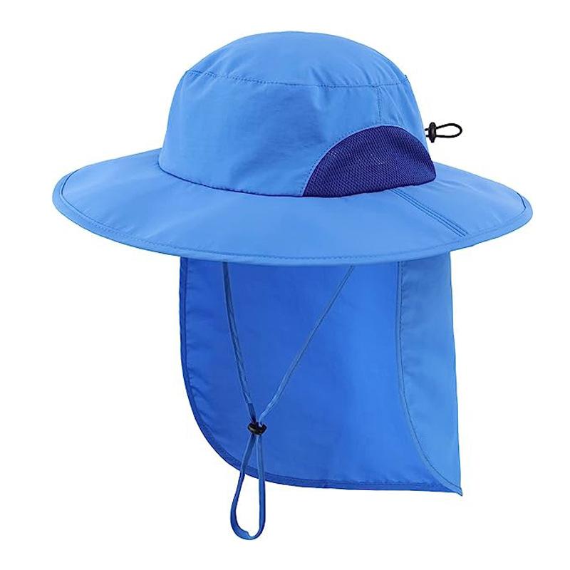 Outdoor sun hat Children's quick-drying breathable eaves sun protection bucket hat can store neck protection shawl hat