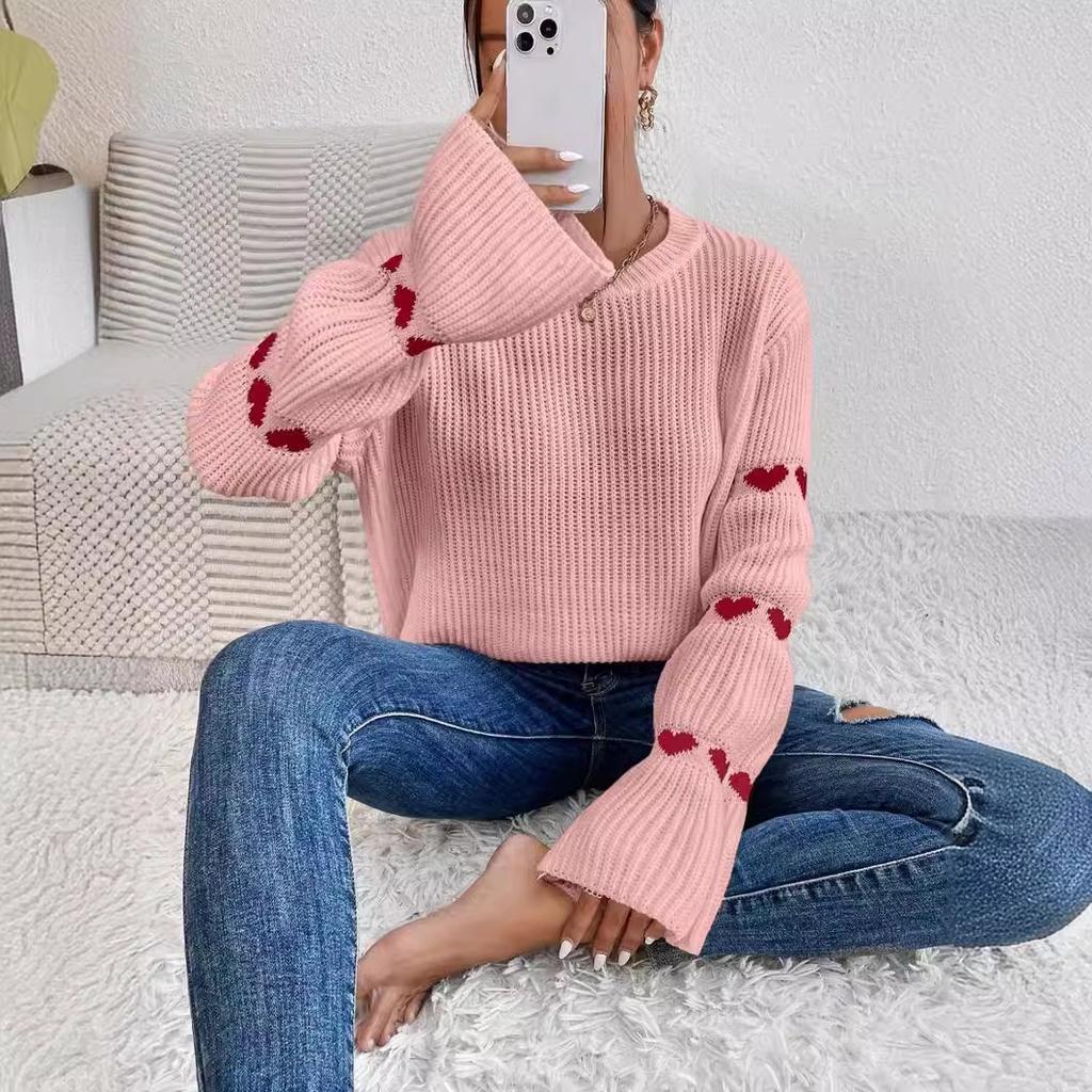 Весенне-осенний женский свитер-пуловер Loose Love Jacquard Knitwear