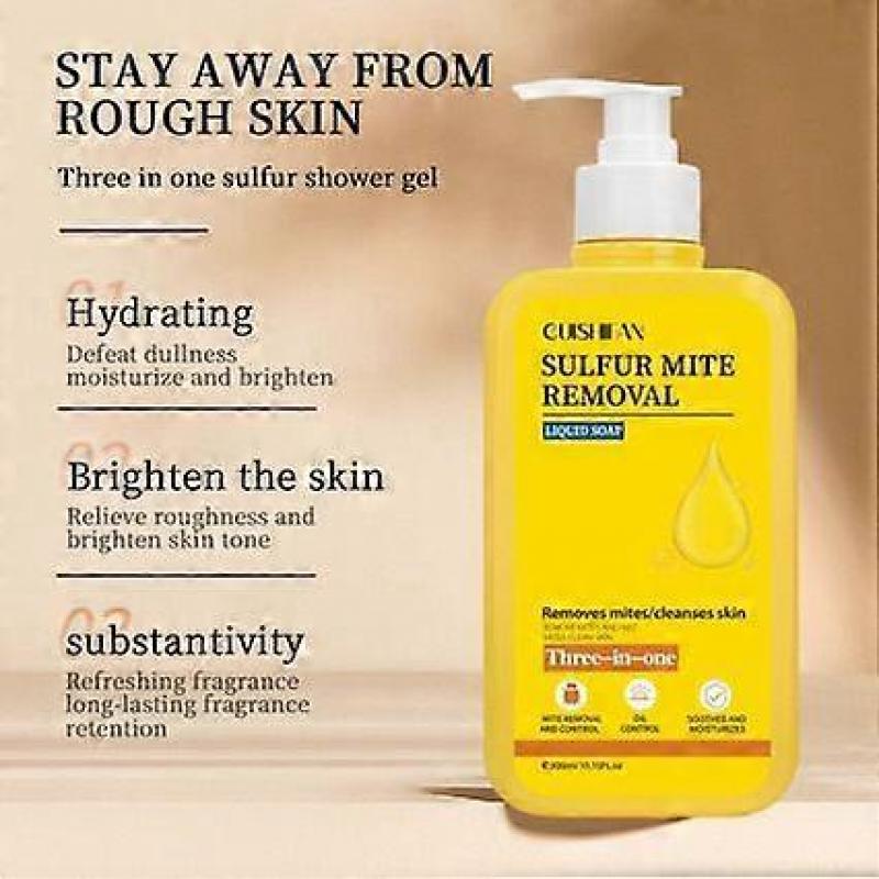 Sulfur Refreshing Shower Gel Against Body Odour & Acne, Antibacterial Sulphur Formula with Deep Cleansing for Sensitive Skin, PH Neutral & Vegan, 300M