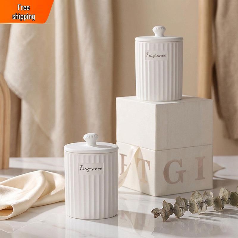 Silent Confession Qixi Gift Box: Ceramic Wood Core Scented Candle Set with Free Shipping - High-End Fragrance Souvenir Ornament