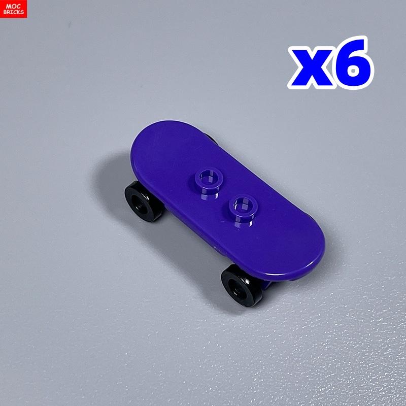 6 шт. Кубики MOC Игрок на скейтборде с колесами Парк Уличная сцена Строительные блоки 88422 42511 Пластиковый материал Детские игрушки Подарки