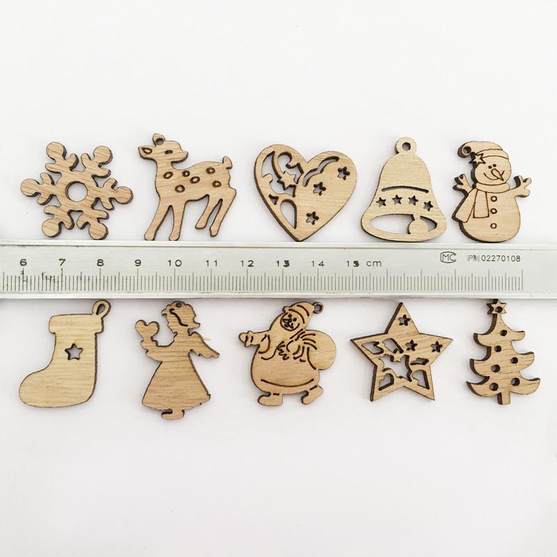 50Pcs Mini Santa Claus Snowman Wooden Hangings For Christmas Tree Pendant Ornaments Wooden Crafts Xmas Wedding Party Decoration
