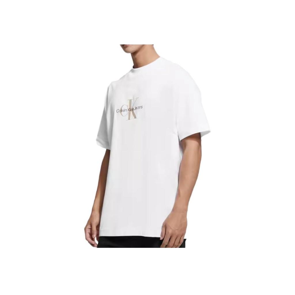 Calvin Klein Однотонная футболка с коротким рукавом и буквенным принтом, мужские топы, белые J323378-YAF