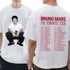 Мужская футболка Bruno Mars The Romantic Tour Классическая концертная графическая футболка Ретро Поп Двусторонний принт Короткий рукав Повседневный топ