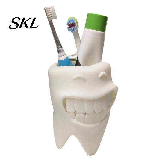 Minimalist Toothbrush Holder 3D Printed Holder, Artistic Tooth Model Stable Base Soft Decor Smiling Stand, Desktop Display Stand for Bathroom