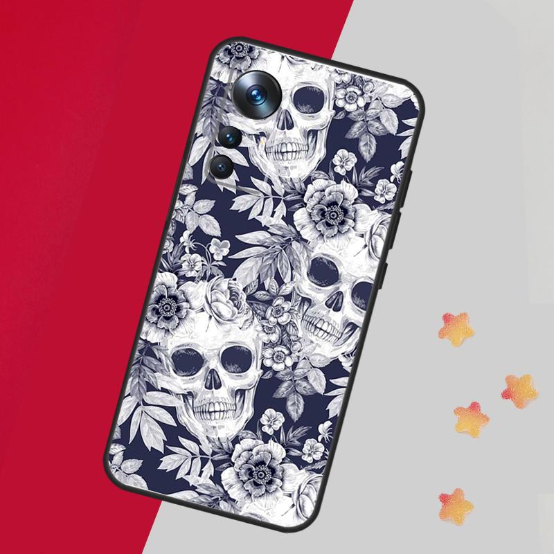Gothic Floral Skull Case For Xiaomi 14T Pro 11T 12T 13T 13 14 15 Ultra Cover For POCO F7 F6 F5 X3 X5 X6 X7 Pro